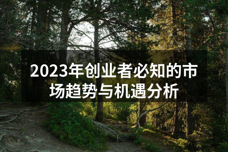 2023年创业者必知的市场趋势与机遇分析